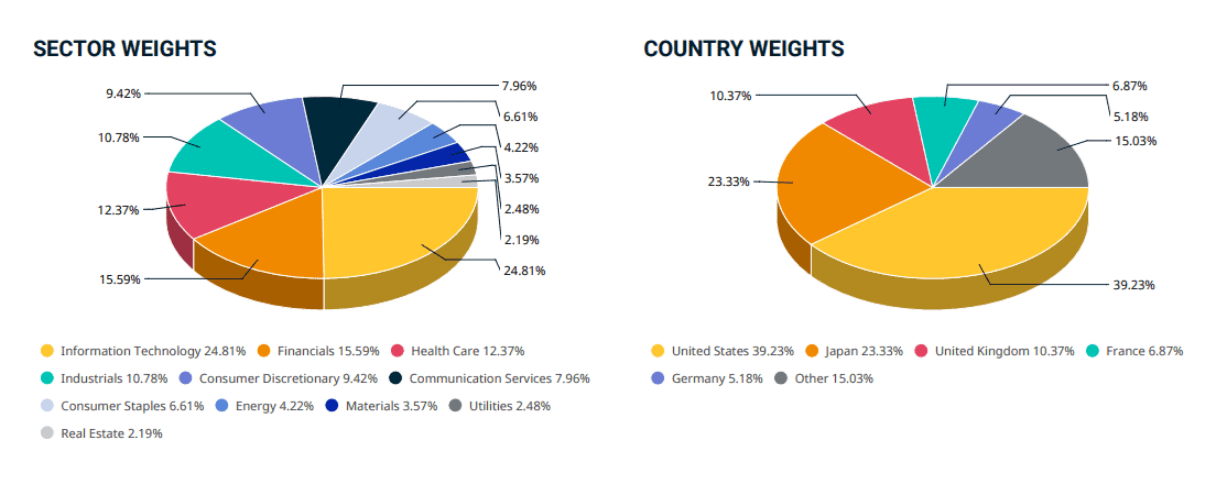 Breakdown of the MSCI World Enhanced Value Index.